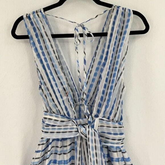 Misa Los Angeles Blue White Dominika Striped Chiffon Maxi Dress Size Large - Picture 6 of 10